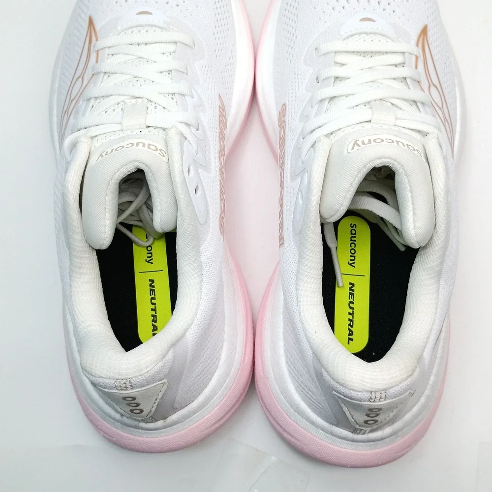 Saucony Ride 15 Running Shoes Women Size 8 White Pink Mesh S11055-151